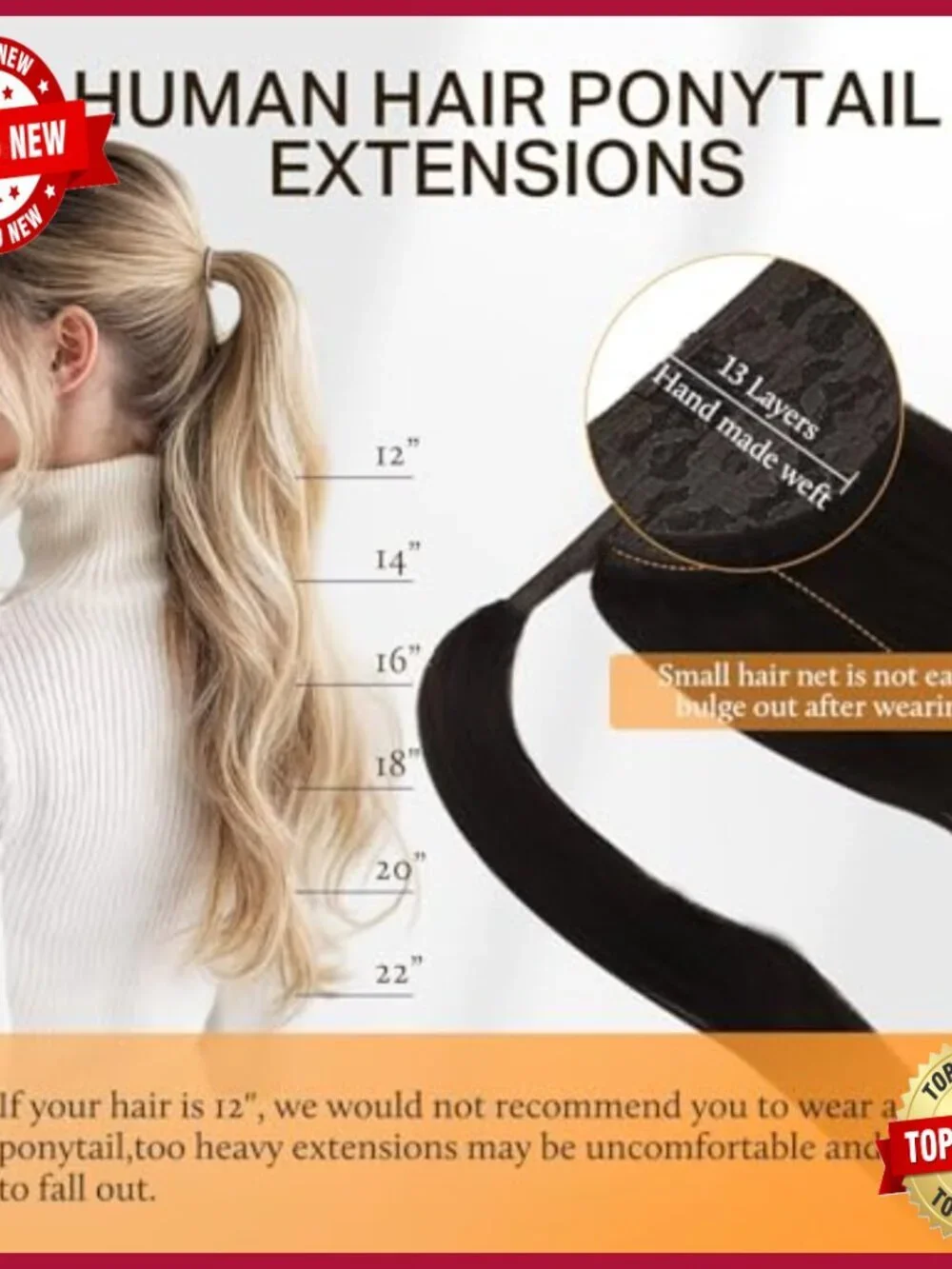 18 Inch Human Hair Ponytail Extension Clip in 80g Remy Hair